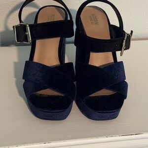 Mossimo Supply Co. Navy Velvet Platform Slingback Sandals